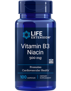 Vitamina B3 Niacin 500mg 100 Cápsulas LIFE Extension
