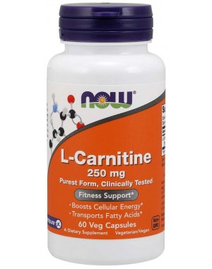 L Carnitine Carnitina 250mg 60 veg caps NOW Foods