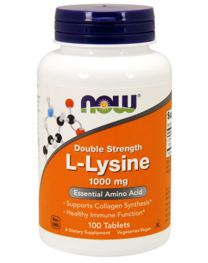 L Lysine Double Strength 1000 mg 100 Comprimidos NOW Foods