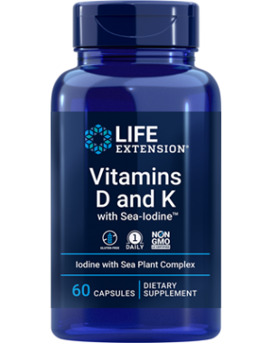 Vitaminas D e K com Sea-Iodine 60 cápsulas LIFE Extension