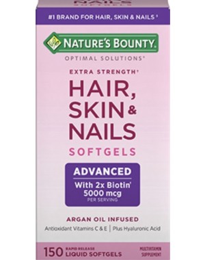 Hair Skin Nails Extra Strength -150 Softgels NATURE'S Bounty Optimal Solutios