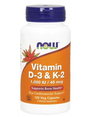 Vitamina D3 + K2 120 vcaps NOW Foods