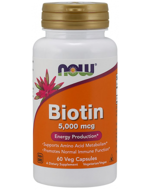 Biotina 5000 mcg  60 Veg Capsules NOW Foods