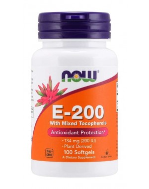 Vitamina E 200 IU Mixed Tocopherols 100 Softgels NOW Foods