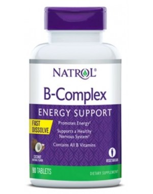 B complex Energy Support Fast Dissolve sublingual coconut 90 comprimidos NATROL