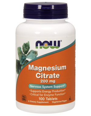 Magnesium Citrate Citrato de Magnésio 200 mg 100 comprimidos NOW Foods