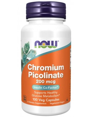 Chromium Picolinate Picolinato de Cromo 200 mcg 100 Veg Capsules NOW Foods
