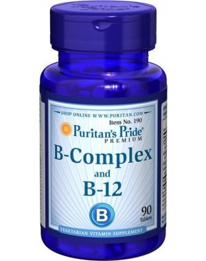 Complexo de vitamina B e Vitamina B12  90 comprimidos PURITANS Pride