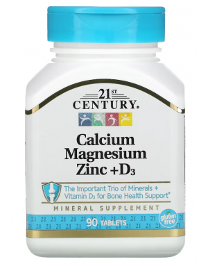 Calcium Magnesium Zinc + D3, 90 Tablets 21st Century