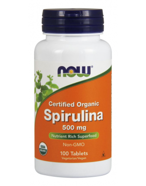 Spirulina 500 mg 100 Comprimidos Certified Organic NOW Foods