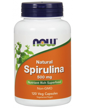 Natural Spirulina 500 mg 120 Cápsulas NOW Foods