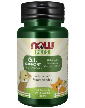 G.I. Support for Dogs & Cats 90 comprimidos mastigáveis NOW Pets