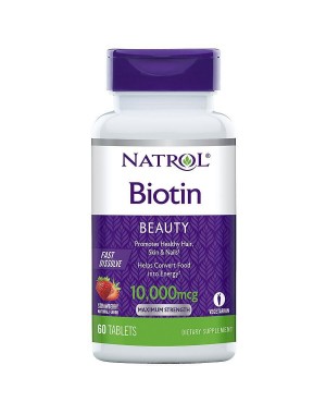 Biotina 10000 mcg Fast dissolve 60 tablets sublingual sabor morango