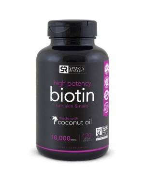 Biotina 10.000mcg 120 Veggies Softgel SPORTS Research validade:10/2022