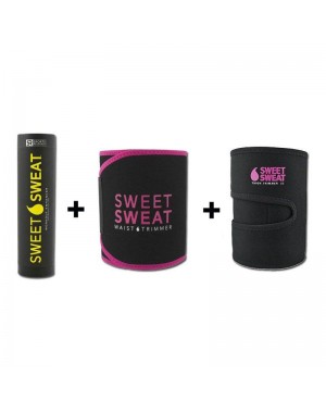 Sweet Sweat 184g + Cinta de Neoprene Rosa + Cinta de Neoprene para Coxa Rosa