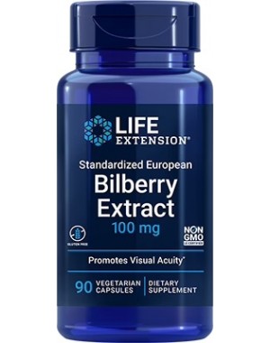 Standardized European Bilberry Extract, 100 mg, 90 Vcaps  Life Extension