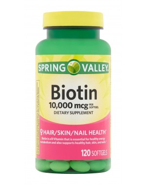 Biotin Hair/Skin/Nails  10,000 Mcg, 120 Count Spring Valley