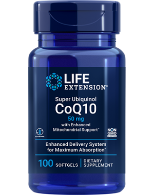 Super Ubiquinol CoQ10 com suporte mitocondrial aprimorado 50mg 100 caps Life Extension