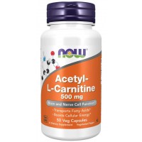 Acetyl L Carnitine 500mg 50 veg capsules Now Foods