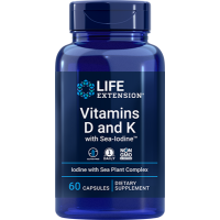 Vitaminas D e K com Sea-Iodine 60 cápsulas LIFE Extension
