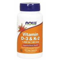 Vitamina D3 + K2 120 vcaps NOW Foods