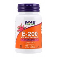 Vitamina E 200 IU Mixed Tocopherols 100 Softgels NOW Foods