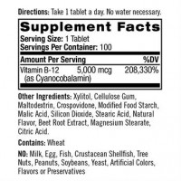 Vitamina B12 5000 mcg Fast dissolve sublingual sabor morango 100 comprimidos NATROL