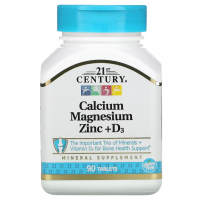 Calcium Magnesium Zinc + D3, 90 Tablets 21st Century