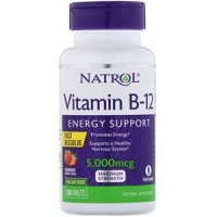 Vitamina B12 5000 mcg Fast dissolve sublingual sabor morango 100 comprimidos NATROL