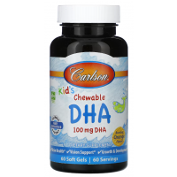 Carlson, Kid's Chewable DHA, Bursting Orange, 100 mg, 60 Soft Gels