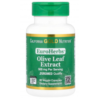 EuroHerbs, Olive Leaf Extract, Euromed Quality, 500 mg, 60 Veggie Capsules California Gold Nutrition