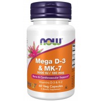 Mega D3 & MK7 60 Veg Capsules  NOW vencimento:08/2023