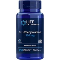 D, L-Phenylalanine Cápsulas, 500 mg, 100 Vcaps Life Extension 